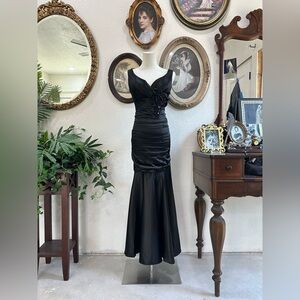 Cinderella Black Satin Maxi Dress